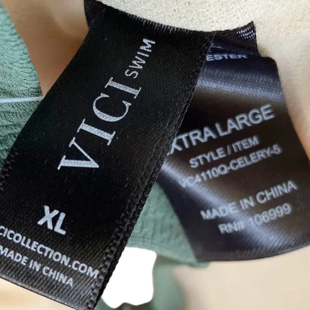 VICI Collection One Piece Swimsuit Green Athletic Criss‎ Cross Womens XL